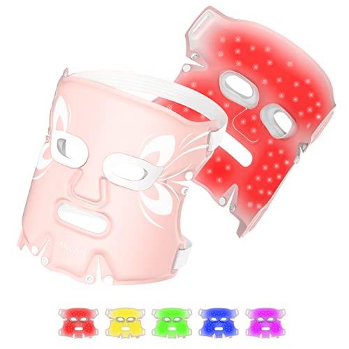 ANLAN LED Facial Beauty Mask, Facial Beauty Device, Light Beauty Treatment, 5-Color LED Light, Heating Mask, Facial Heating Care, IPX5 Waterproof, Ant