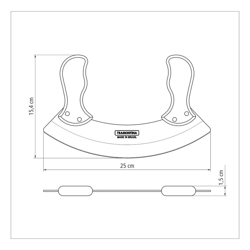 Tramontina Chopper Chopping Pizza Cutter All Purpose Knife Wood Handle Mincing Knife Polywood 25cm Dark Brown Dishwasher Safe Durable Natural Wood