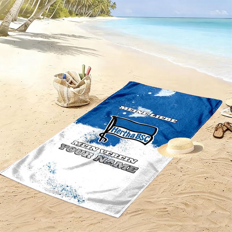 Hertha BSC Custom Name Print Beach Towel, Large Soft Quick Dry Towel for Beach Camping Swimming