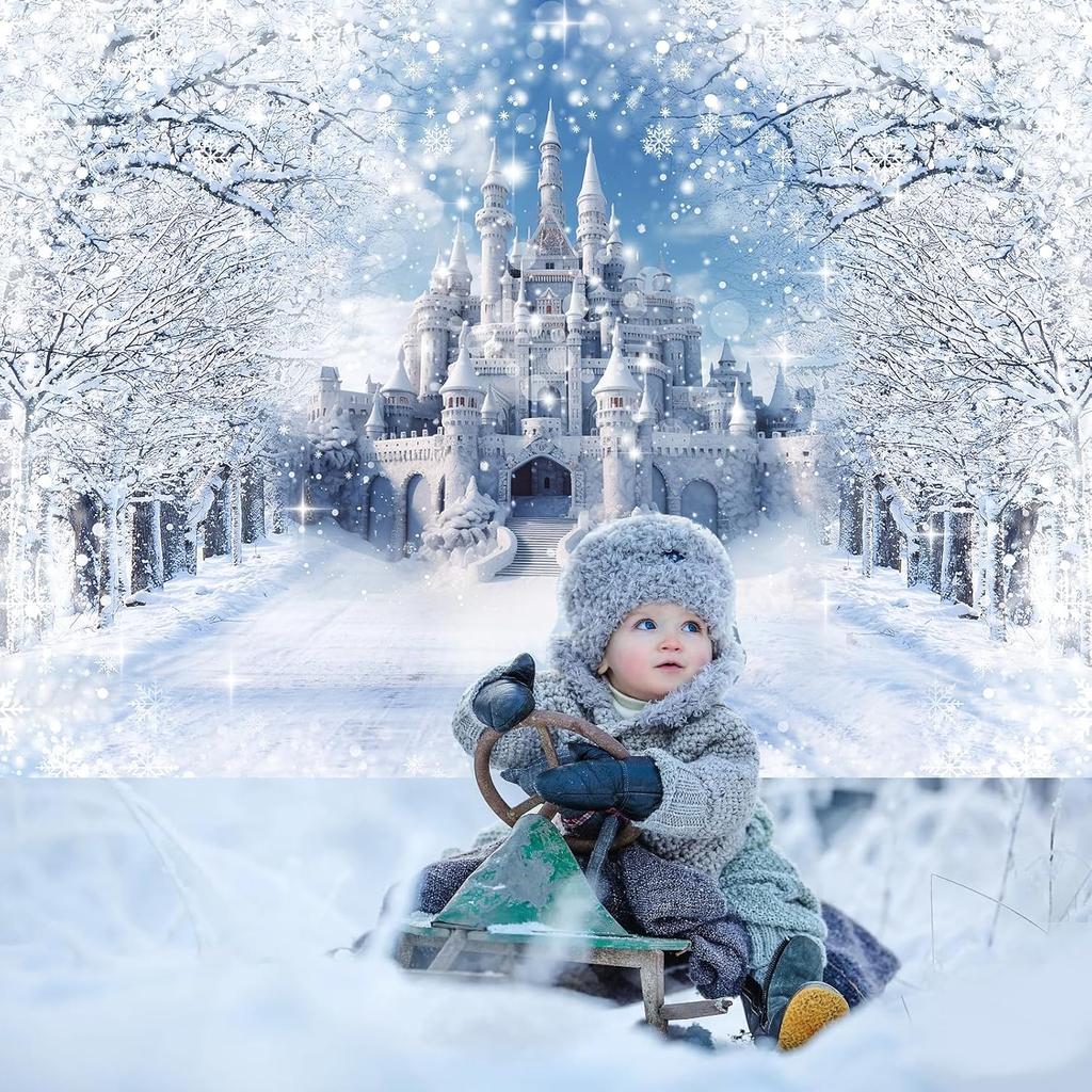 Winter Snowflake Forzen Castle Background Winter Backdrop Decorations For Photo Studio Photo Booth Christams Party