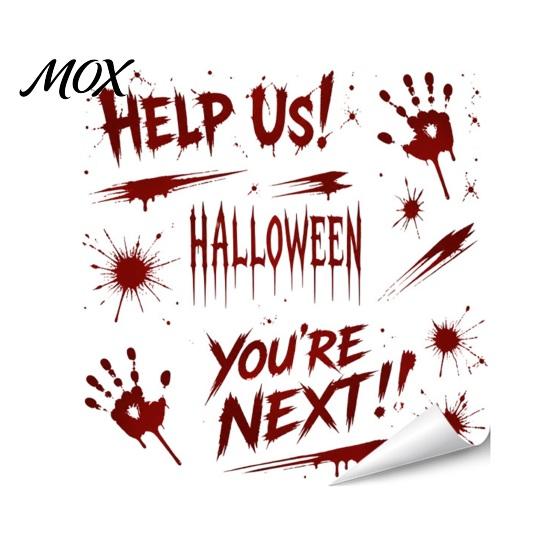 Indoor Outdoor Halloween Decorations Horror Stickers, with Spooky Handprints Footprints Printed, Removable Door Decor Self-adhesive Decals, for Party