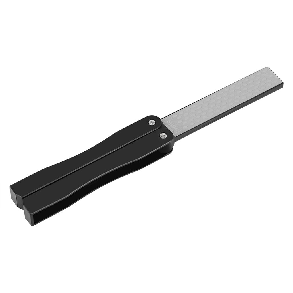 Outdoor Camping Folding Double Sided 400 600# Sharpener Stone Whetstone Sharpening Tool (Black)