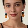 Korean Design Niche Vintage Resin Geometric Raffia Flower Elegant Minimalist Dangle Earrings For Women Fashion Jewelry