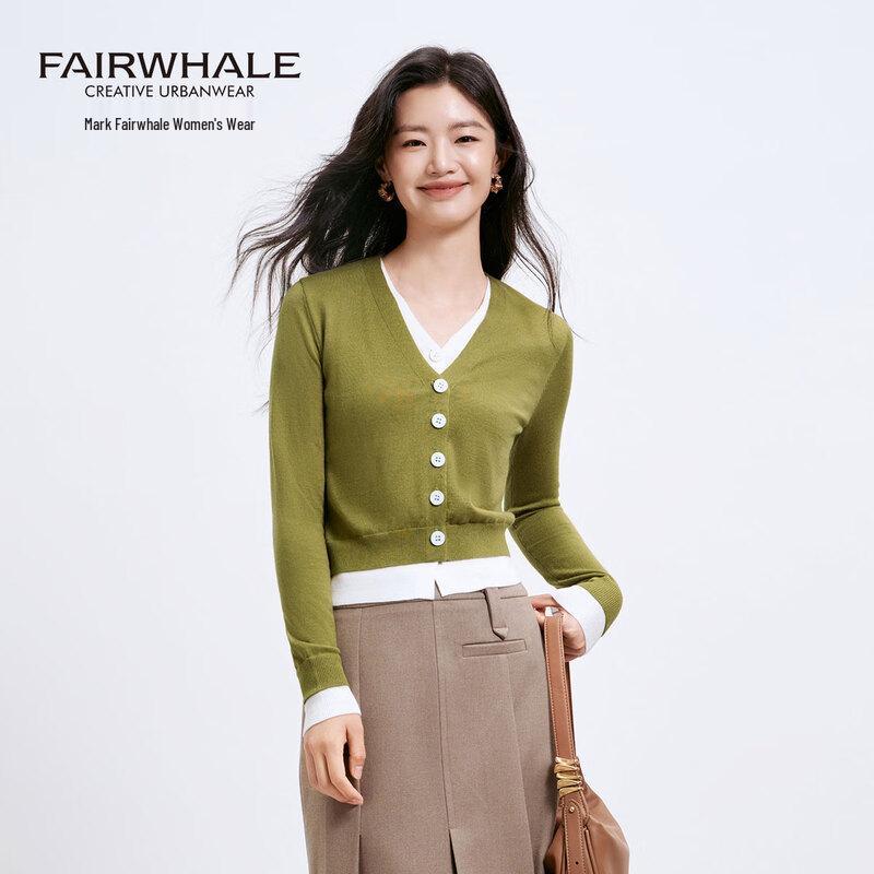 

Mark Fairwhale Women s V-Neck Color Block Knit Cardigan S