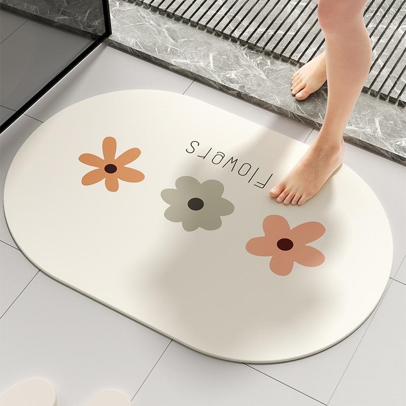 

Коврик для ванной комнаты, поглощающий диатомовую грязь, можно мыть, легко сушить, коврик для ног, простой нескользящий коврик для унитаза с цветком 40*60cm