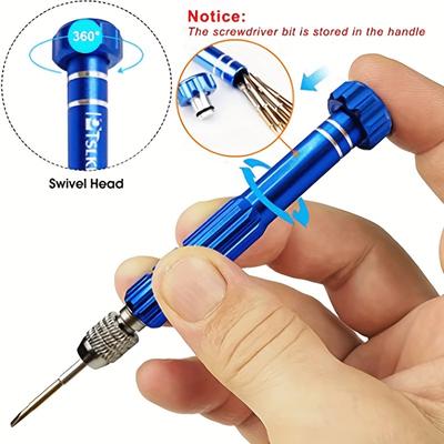 5-in-1 Multifunctional Small Screwdriver Eyeglass Screwdriver S2 Steel Magnetic Screwdriver Kit For Eyeglass Sunglasses Electronics Cellphone Jewelry