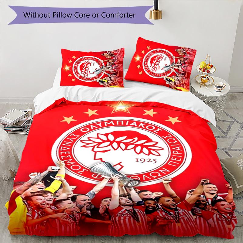 Olympiacos F.C Set Biancheria da Letto 3 Pezzi Copripiumino Chiusura Include 1 Copripiumino & 2 Federe per Tutte le Stagioni Camera da Letto Casa Arredo Stanza del Dormitorio
