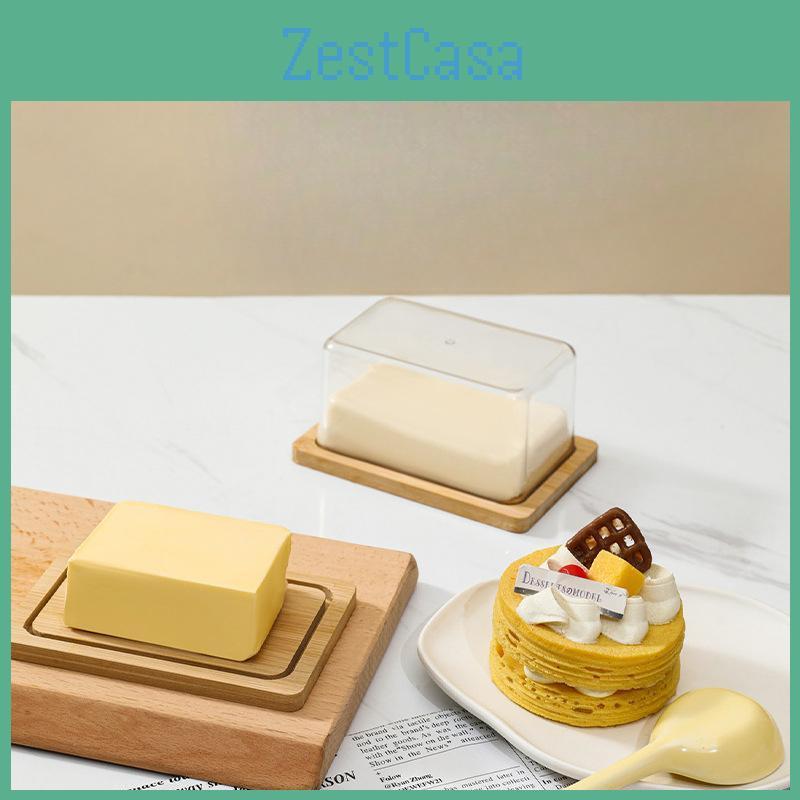 Lid Transparent With Box Butter Rectangular Bamboo Butter Storage And Preservation Boxbamboo Dessert Cake And Cheese Box