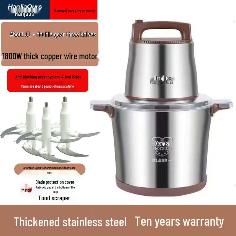 High-Power Multi-Functional Meat Grinder & Food Processor for Dough, Chili, Garlic, and Ginger