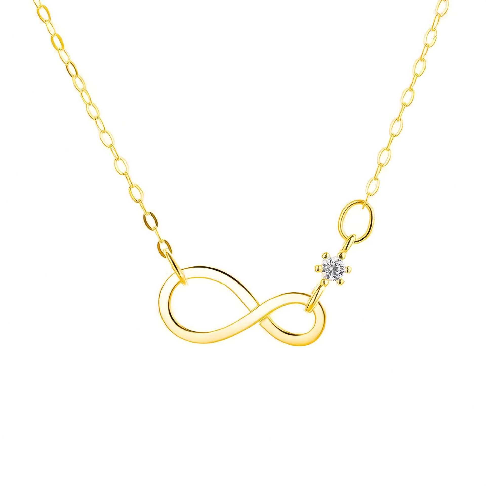 18K Gold Plated Sterling Silver Infinity Pendant Necklace for Women - Elegant Niche Design Clavicle Chain 925 Silver