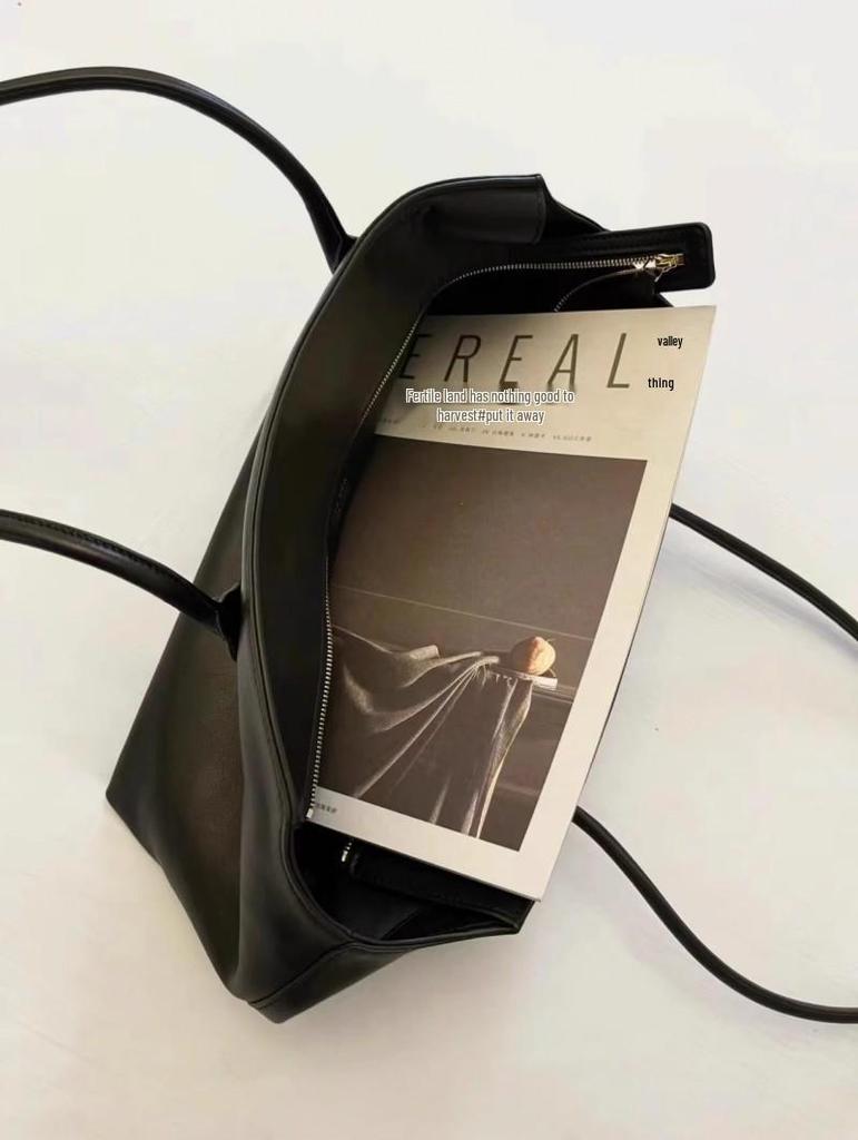 Minimalist Genuine Leather Shoulder Tote - Large Capacity, Premium Commuter Handbag