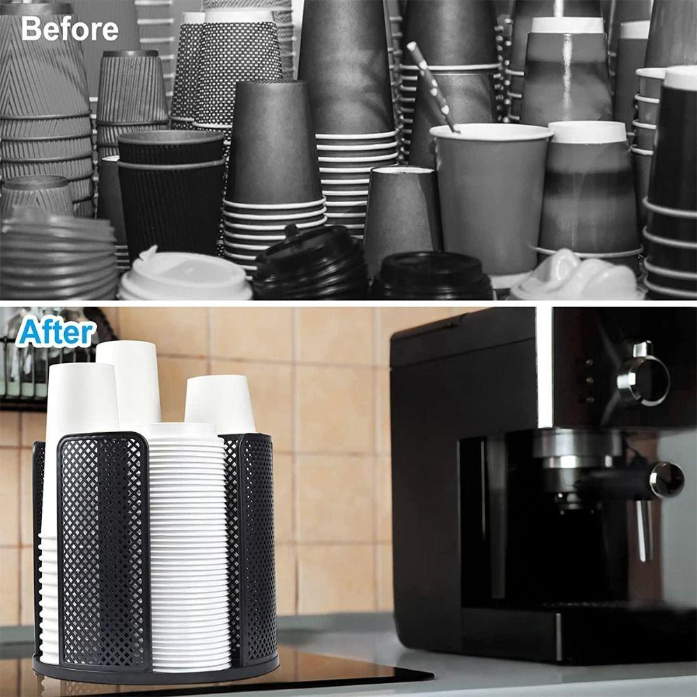 Removable Cup Storage Rack 4 Compartments Paper Cup Holder Desktop Storage Organizer  Milk Tea Shop