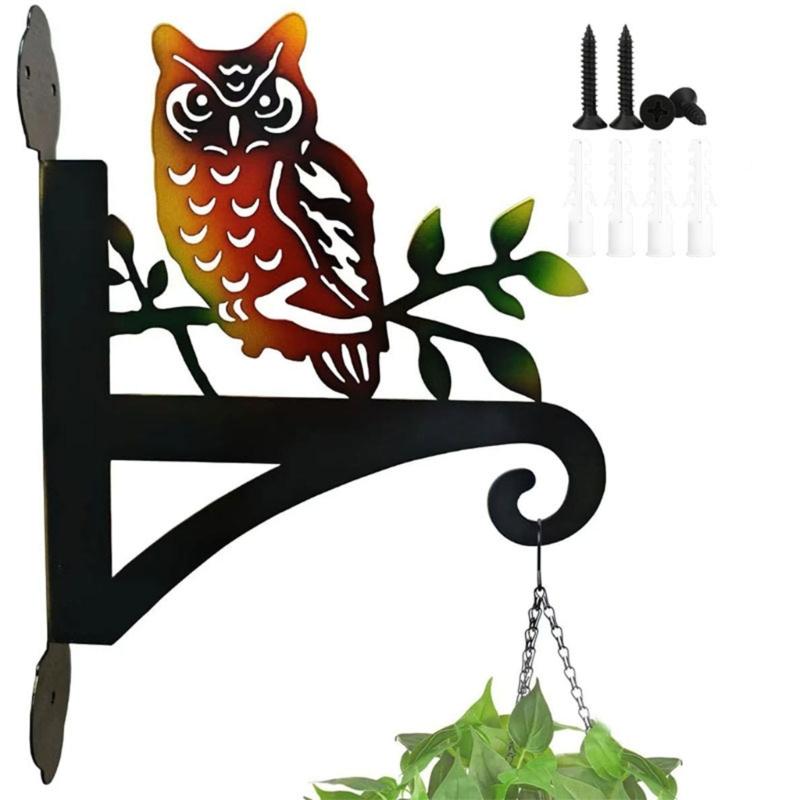 Decorative Iron Owl Themed Wall Mounted Hook Plant Hangers Bracket For Flower Pots Bird Feeder Wind Chime And Lanterns