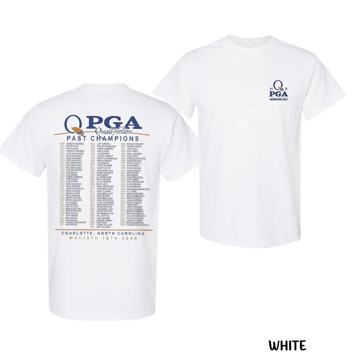 PGA Championship 2026 Tshirt, Quail Hollow Past Champions Design, Classic Fit XL