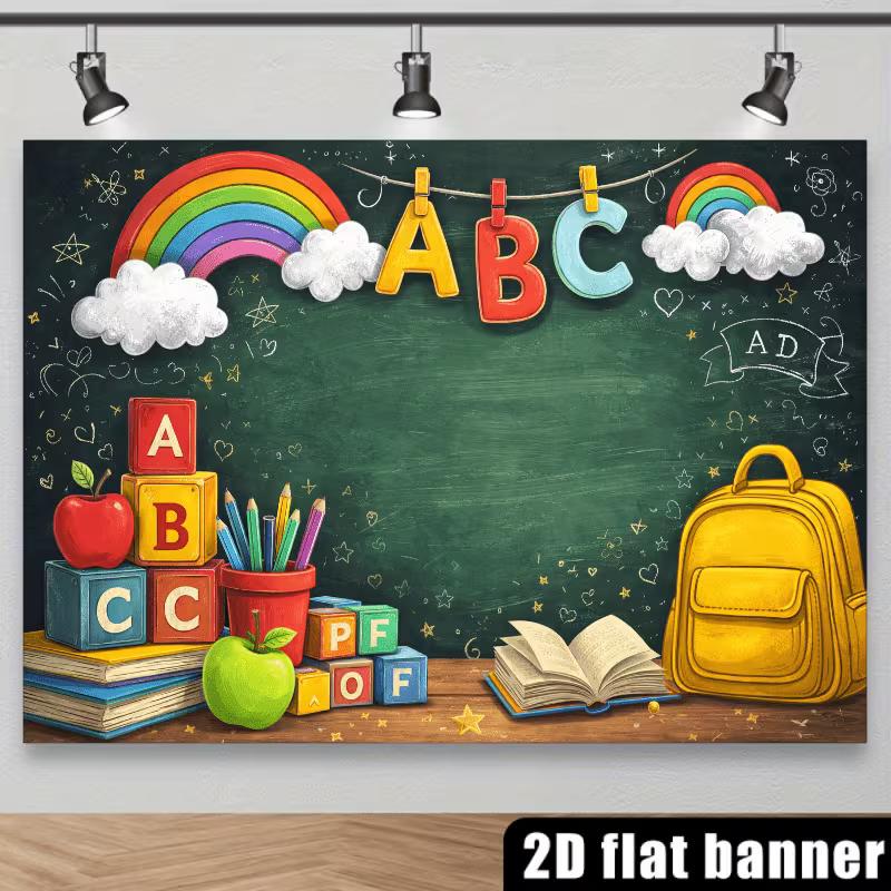 2D Preschool Alphabet Backdrop First Day School Shoot Banner