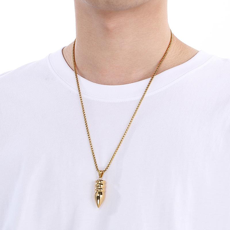 Hip Hop Glänzender Edelstahl Kugelkopf Anhänger Halskette für Männer Frauen Personalisierte Goldfarbene Accessoires Trendiger Schmuck