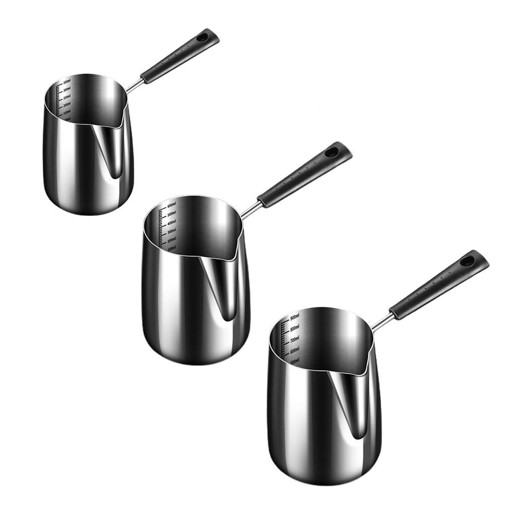 Small Stainless Steel Milk Warmer Pot with Handle Butter Chocolate Melting Pot Saucepan with Pour Spout Kitchen Cookware