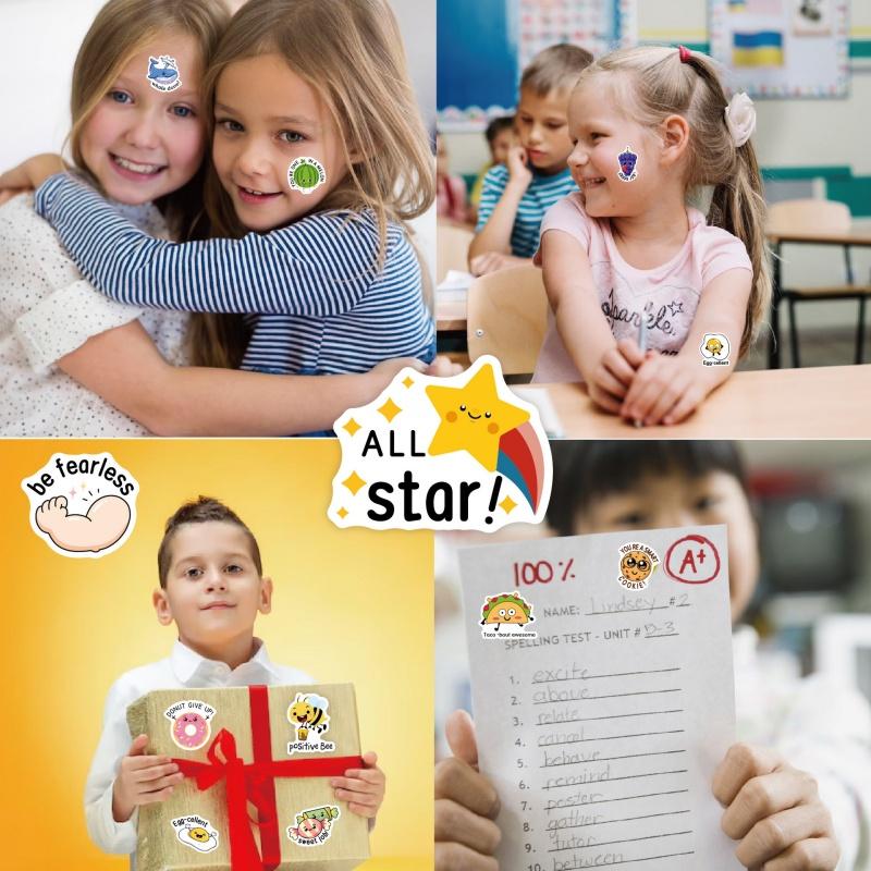 80Pcs Cute Animal Fruit Stickers Fun Encouragement Reward Stickers Teachers, Children Party Favors Scrapbook Decoration Waterproof Vinyl