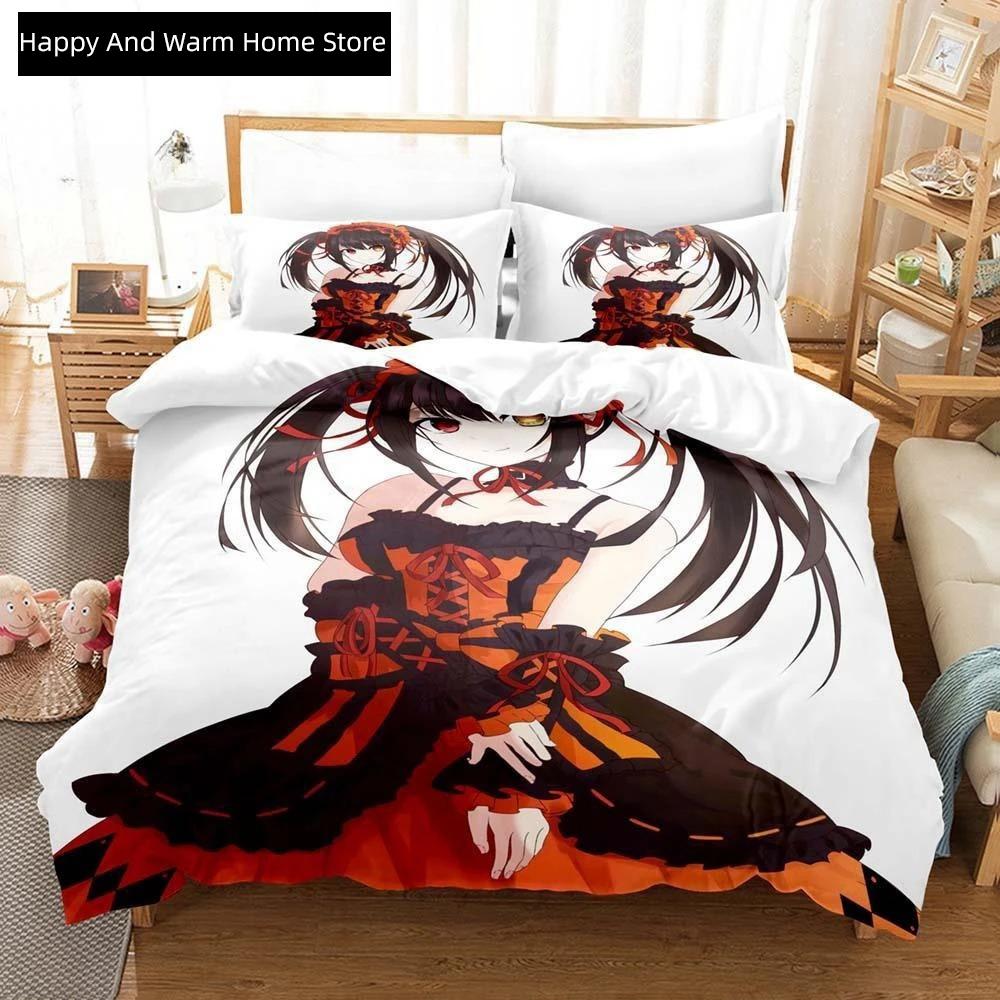 3D Anime Kawai Young Girls Date A Live IV Beding Set Single Twin Ful Quen King-Sized Dimensionsd Dimensions Bed Linen Set Adult People Young Boys