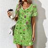 Sommer Mode Damen V-Ausschnitt Textur Druck Druckkleid Sex Kurzer Rock Kleider