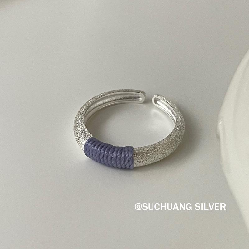 Su Chuang S925 Стерлинговое Серебро Матовый Открытый Кольцо - Женское Роскошное Регулируемое Нишевое Дизайн. Open adjustable