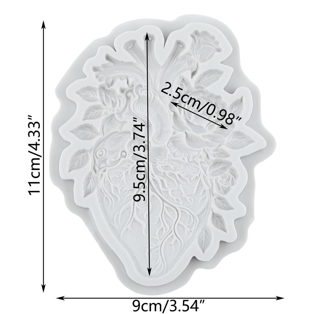 Human Organs Silicone Mold Lung Heart Brain Skull Skeleton Fondant Molds Cake Decorating Tools Cupcake Topper Candy Sugar Craft Gum Paste Polymer Clay
