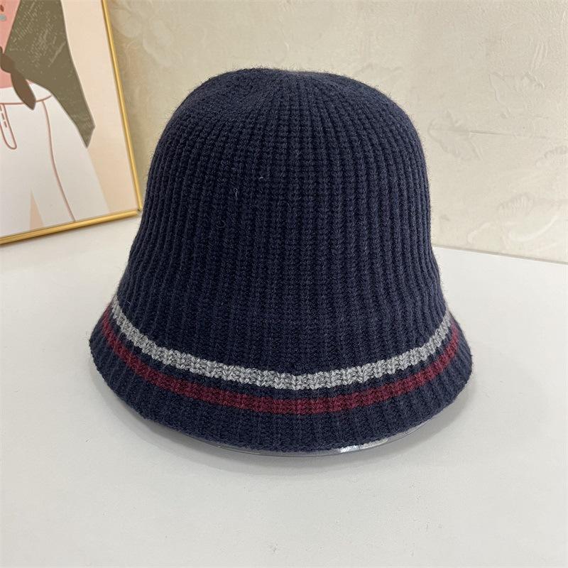 

Вязаная панама контрастного цвета, осенне-зимняя, в стиле арт-колледжа, модная повседневная шляпа-рыбак M（56-58cm） тёмно-синий