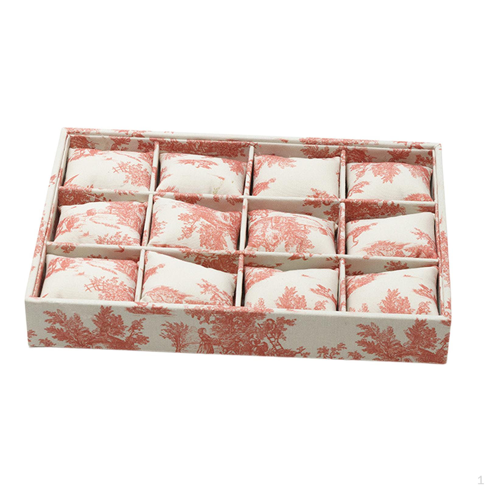 

Bracelet Display Stand Jewelry Organizer Tray for Men and Women,12 Grid,Storage,Watch Large Holder красный