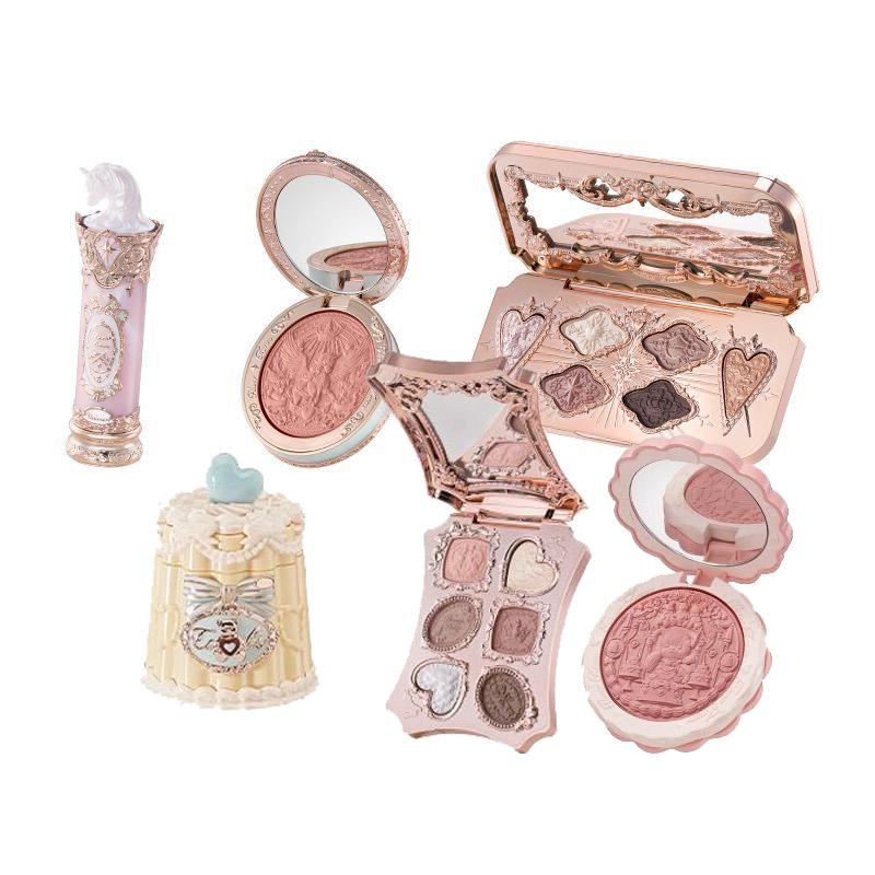 Flowerknows Complete Makeup Gift Set Long-Lasting Lip Glaze,Blush & Shimmer Eyeshadow Palette,All-in-One Beauty Kit Gift Box
