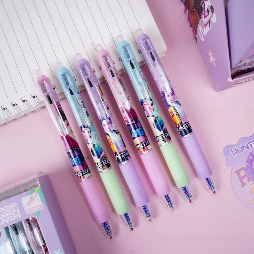 Cute High-Value  Press Erasable Pens Kpop Demon Hunters 0.5mm Gel Pens Creative Student School Stationery Supplies