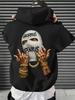 Felpa Con Cappuccio Da 'Glorious Genius' Stile Hip Hop Sportiva Streetwear Balaclava Casual Vestibilità Ampia