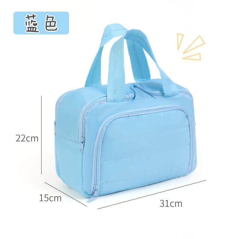 Large Travel Makeup Bag 180° Wide Opening Toiletry Organizer Water-Resistant Padded Cosmetic Case With Handle For Full-Size Bott