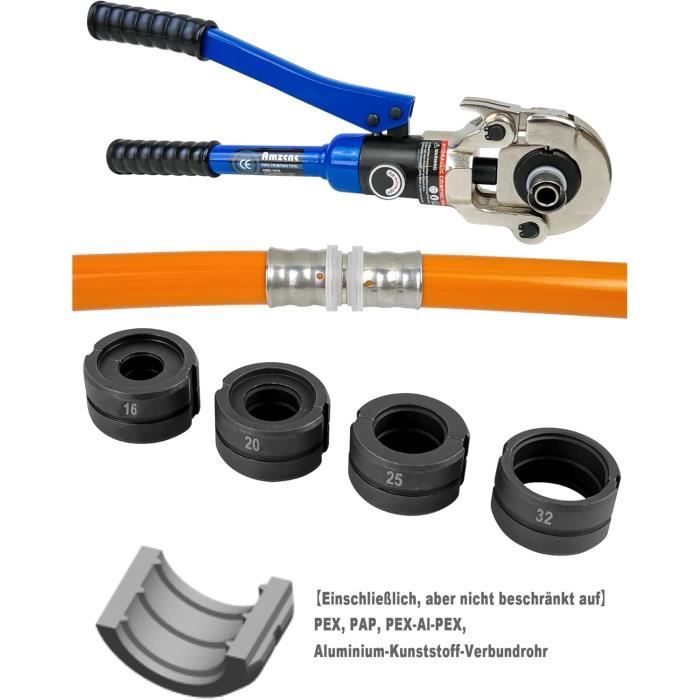 Pince à sertir professionnelle - amzcnc - profil u 16,20,25,32 - pression max 60 kn - poignées extensibles