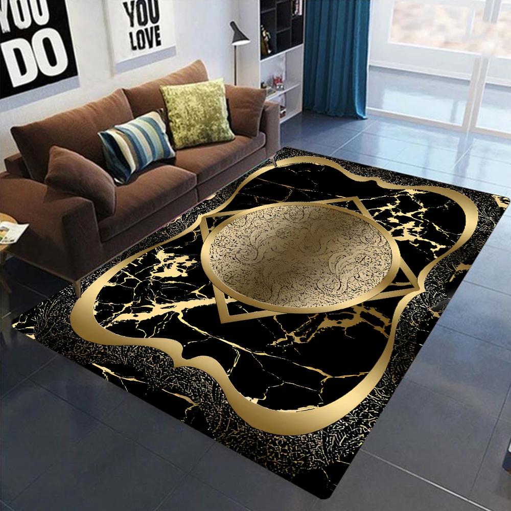 Gold Schwarz Geometrische Teppiche Nordisch Luxus Wohnzimmerteppiche für Schlafzimmer Sofatisch Daneben Großer Bereichsteppich Heimdekor Matten Tapete