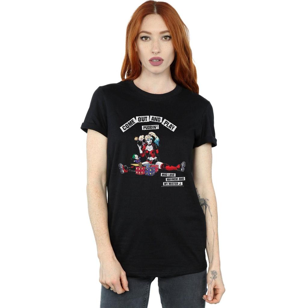 DC Comics Damen/Damen Harley Quinn Come Out And Play Boyfriend-T-Shirt aus Baumwolle