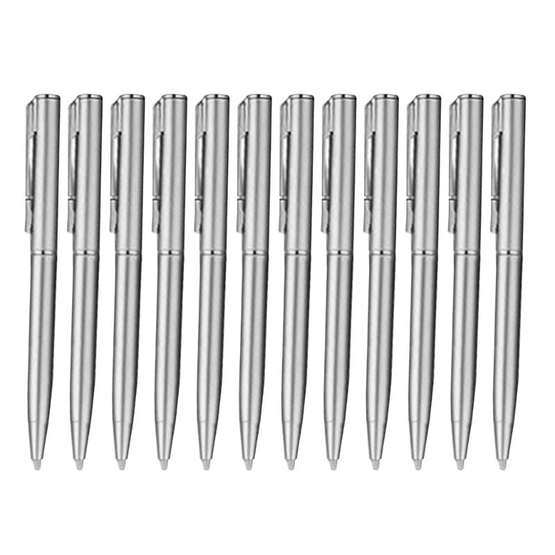 12 Pieces Smooth Writing Pen Plastic Silver Ballpoint Pen 1.0mm Elegant Twist Ballpoint Pen Gift Pen for School Office