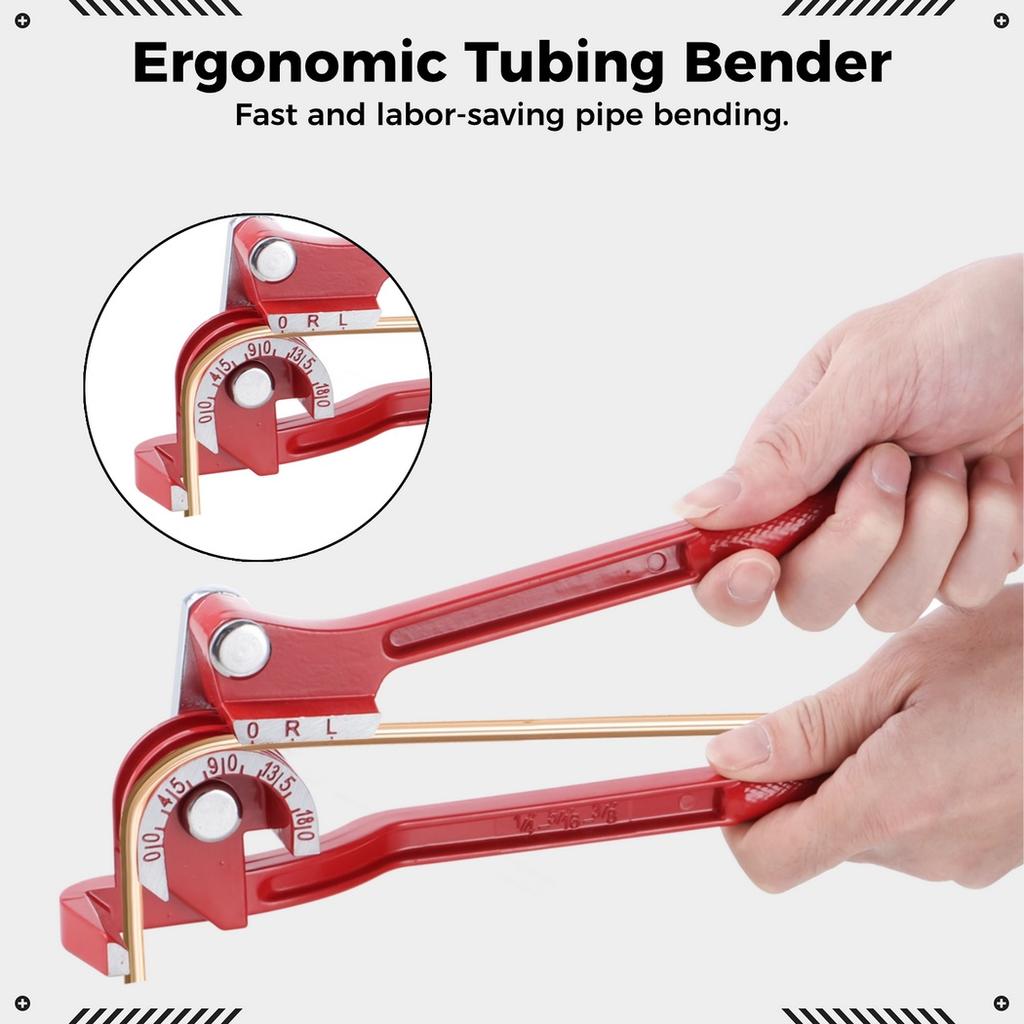 Manual Pipe Tube Bender 3 in 1 Tool for 1/4" 5/16" 3/8" Copper Brass Aluminum Tubing 0-180 Degree Bending Tool