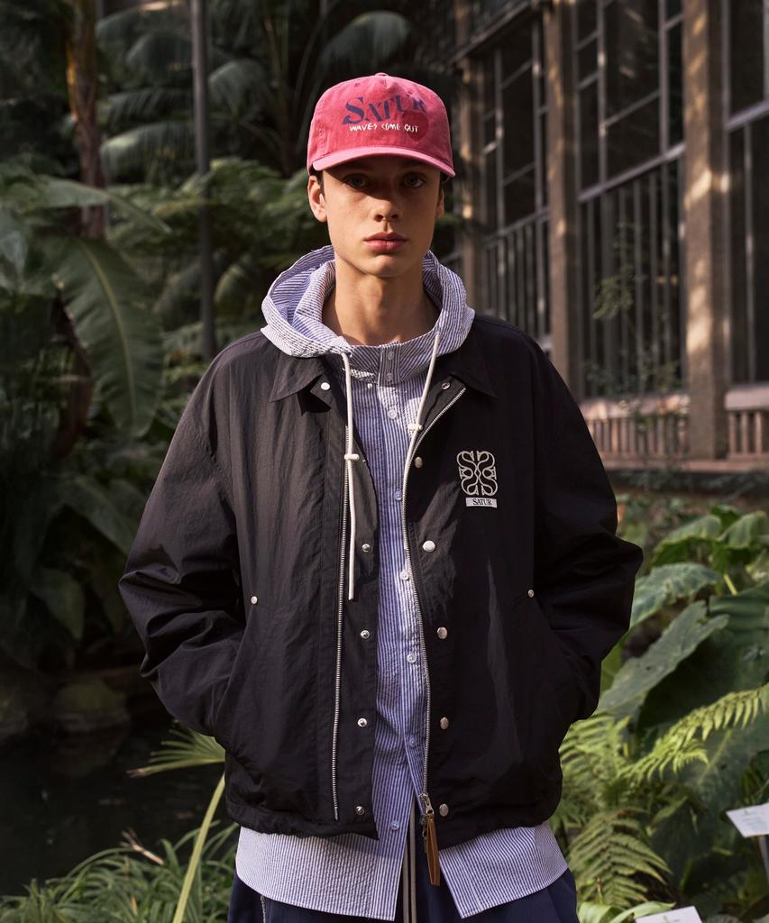 Satur Theo Nylon Blend Coach Jacket Black
