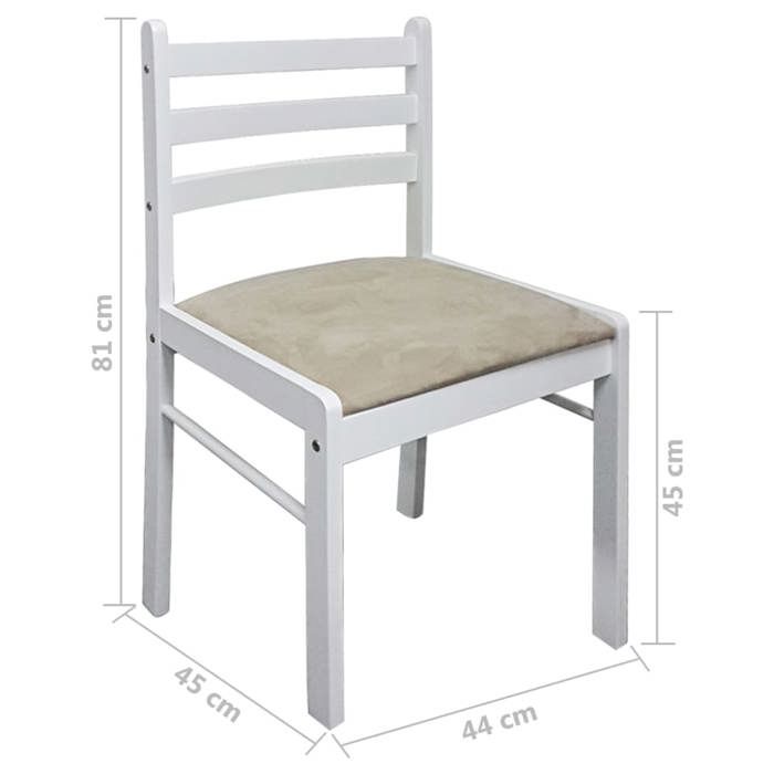 VidaXL 2x Hévéa Solide Chaise de Salle à Manger Blanc Velours Meuble Mobilier Cuisine 242030