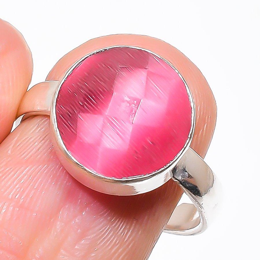 

Pink Monalisa Stone Gemstone 925 Sterling Silver Jewelry Ring Size Adj KJ-355
