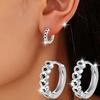 Black Stone Heart Shape Jewelry Hoop Earrings for Women