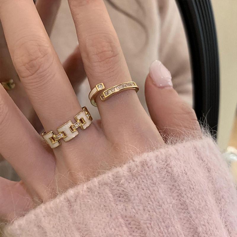 Unique Style Geometric Adjustable Open Ring For Women In Fashionable Copper Design 2023 For