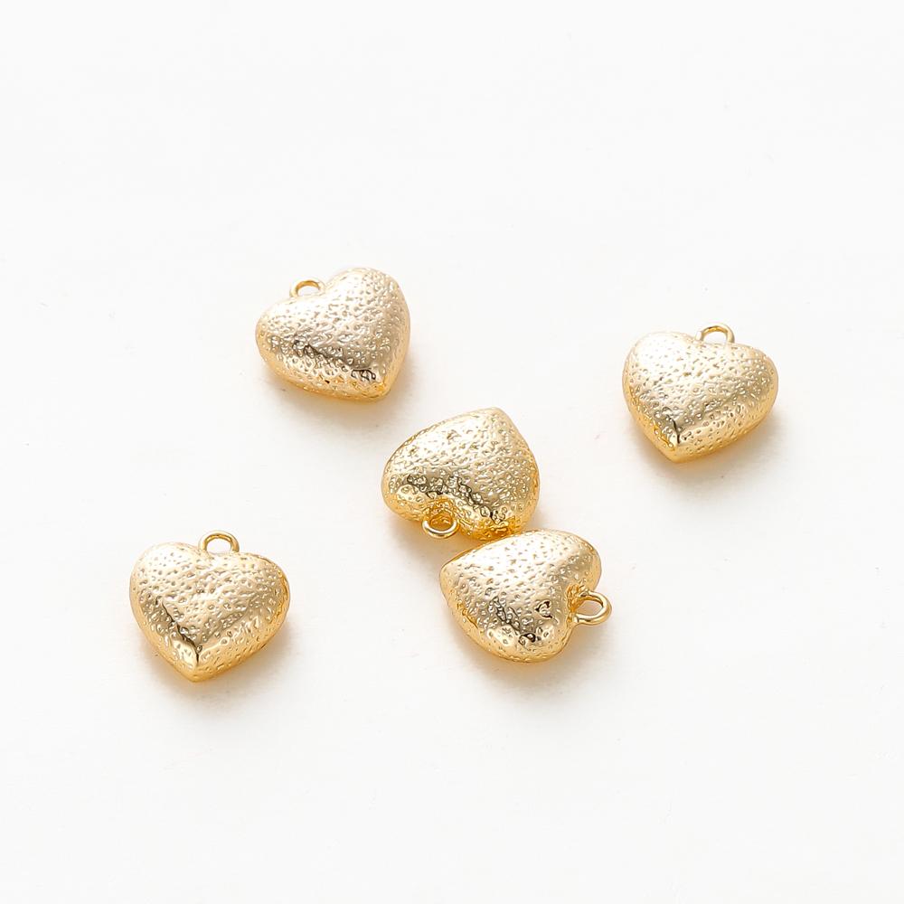 4pcs 12MM 18K Gold Color Brass Heart Charms Pendants Jewelry Making Supplies Diy Bracelet Necklace Earring Findings Accessories