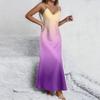 Maxi Abito Smanicato Sfumato con Spalline Sottili Regolabili Scollo a V Casual Vestibilità Larga Estivo Lungo