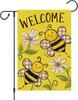 Louise Maelys Welcome Summer Garden Ag 12x18 Double Sided, Burlap Small Bee Daisy Garden Yard House Ags Outside Outdoor PPZ