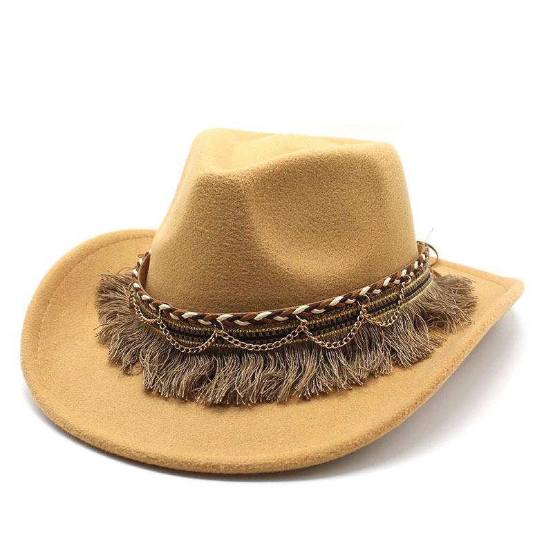 Sombrero de Fieltro Estilo Étnico Vintage con Ala Ancha Para Hombres Mujeres Protección Solar de Verano