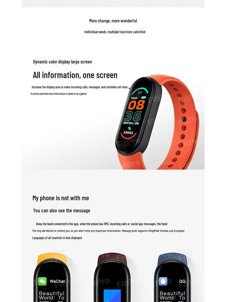 New M6 Smart Bracelet: Call & Message Alerts, Heart Rate & Blood Pressure Monitoring, Health Tracking Gift