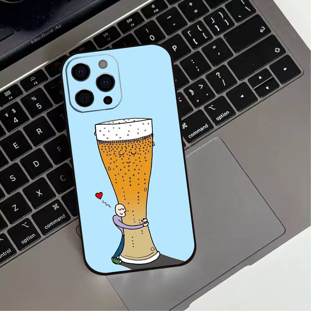 

Beer Alcohol CHEERS Phone Case For iPhone 17,16,15,14,13,12,11 Plus,Pro Max,XS,Soft Silicone Black Cover iPhone14Pro