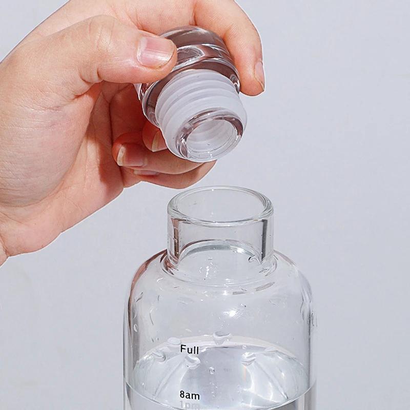 Bottiglia d'Acqua Trasparente in Plastica da 500/750ml con Indicatore del Tempo Grande Capacità Creativa Anti-perdita Tazza per Latte Articoli da Tavola Bambino Scuola Palestra Sport