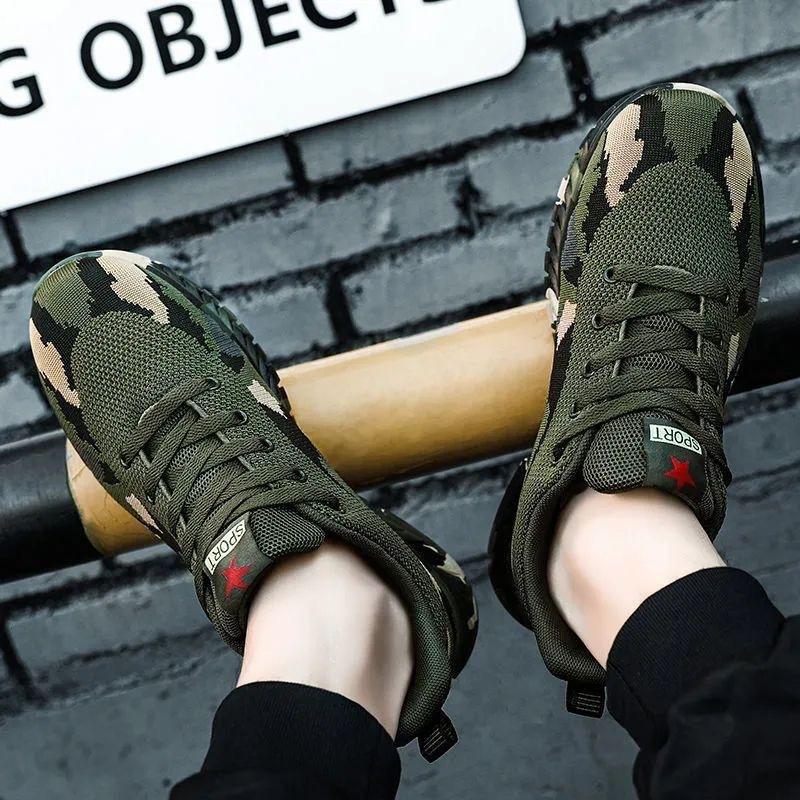 Camouflage shoes men's and women's spring, summer and winter outdoor mountaineering training shoes student military training shoes liberation shoesp